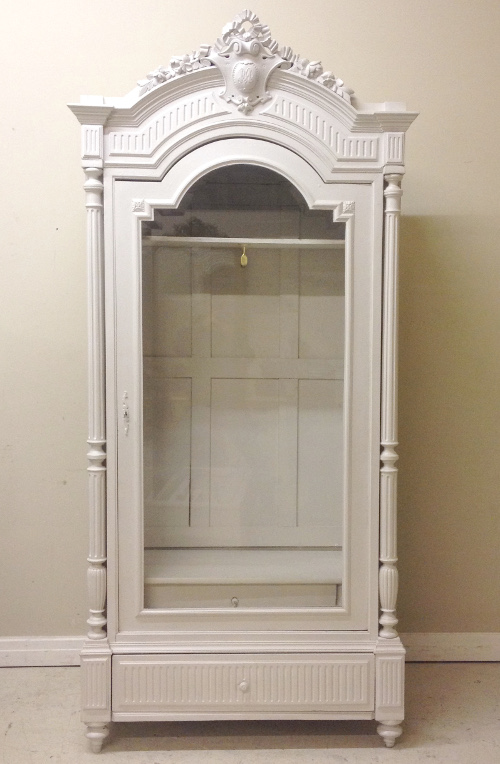 french antique single door armoire / display cupboard